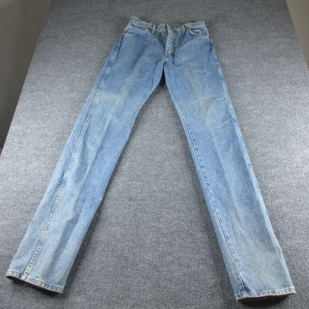 Vintage Wrangler Jeans Womens 11x36 Blue Light Wash High Rise Straight USA 90s